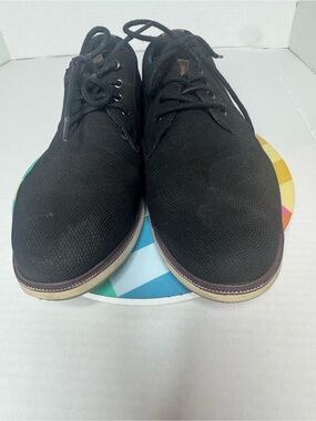Max+Jake Black Canvas Lace-Up Derby Shoes with Tan Trim